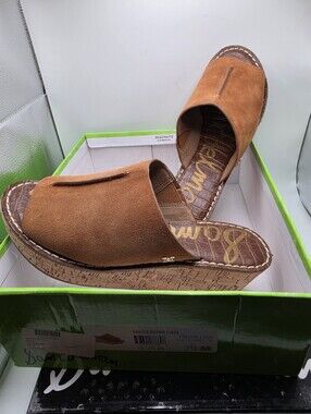 NIB SAM EDELMAN  RANGER Brown Suede Wedge Slides